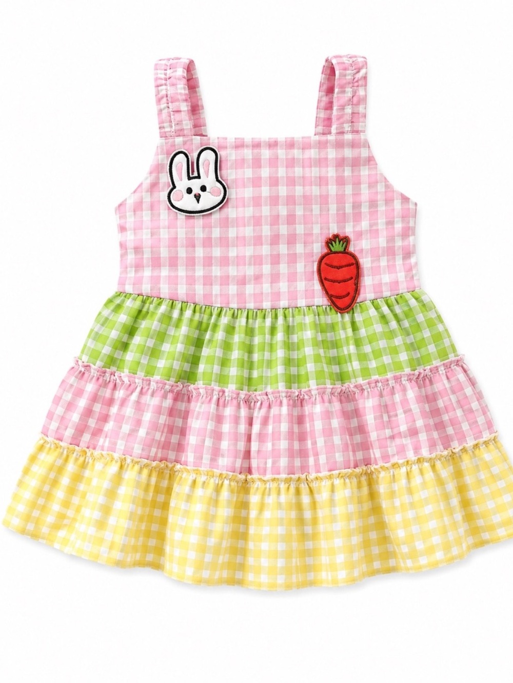 Tiny Treasures Pink Gingham Baby Dress with Yellow Gingham Accents